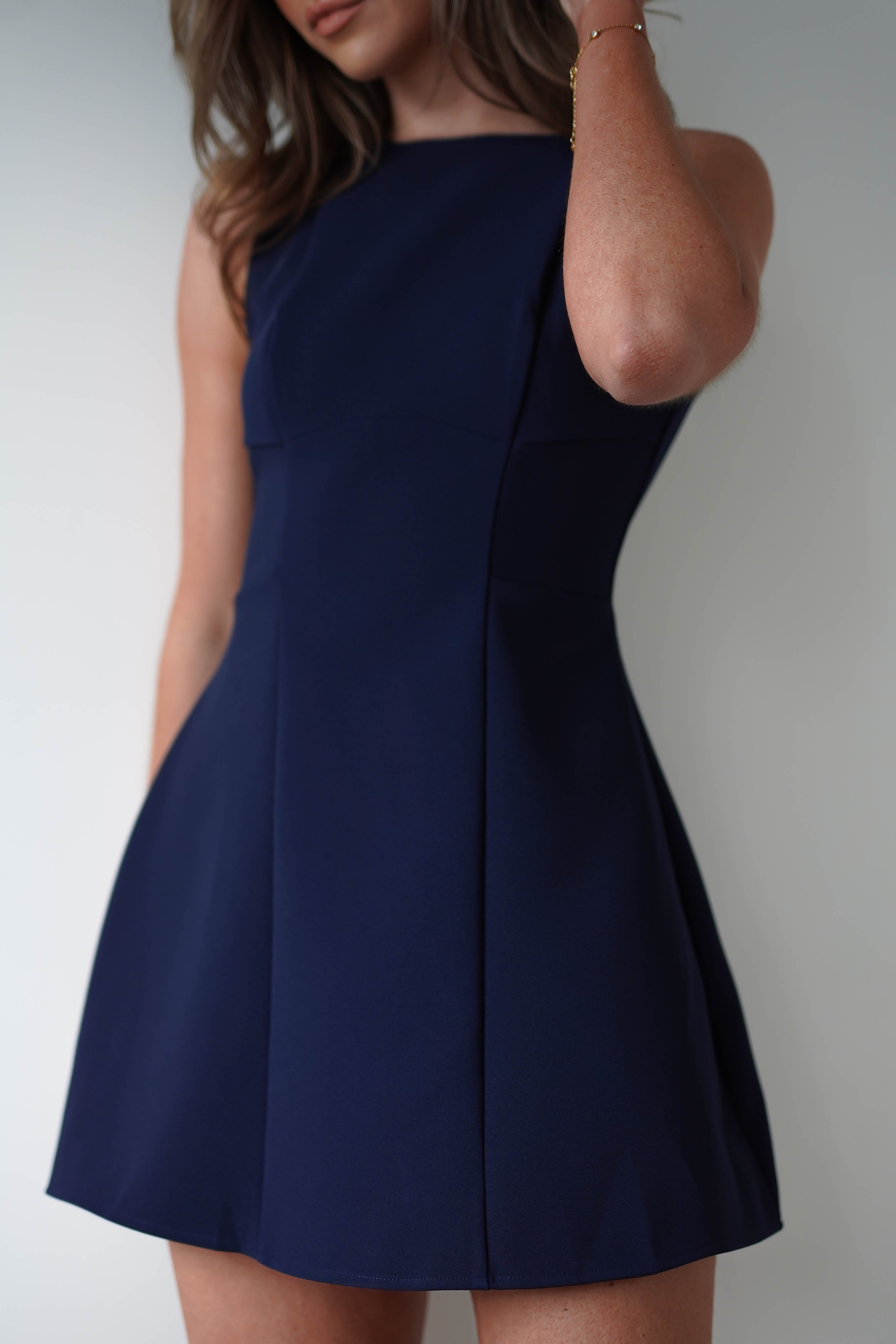 Hannah Structured Mini Dress | Navy