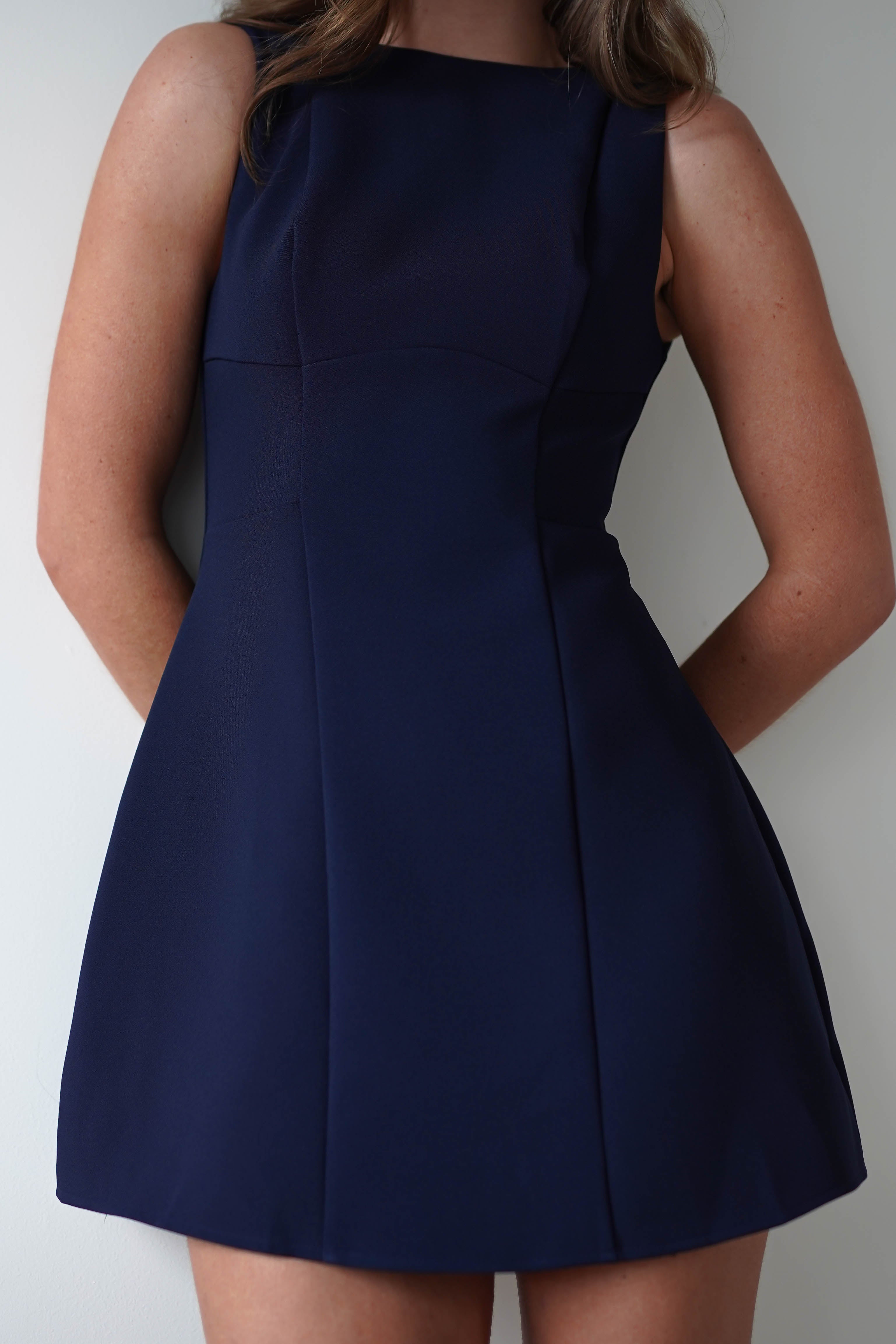 Hannah Structured Mini Dress | Navy