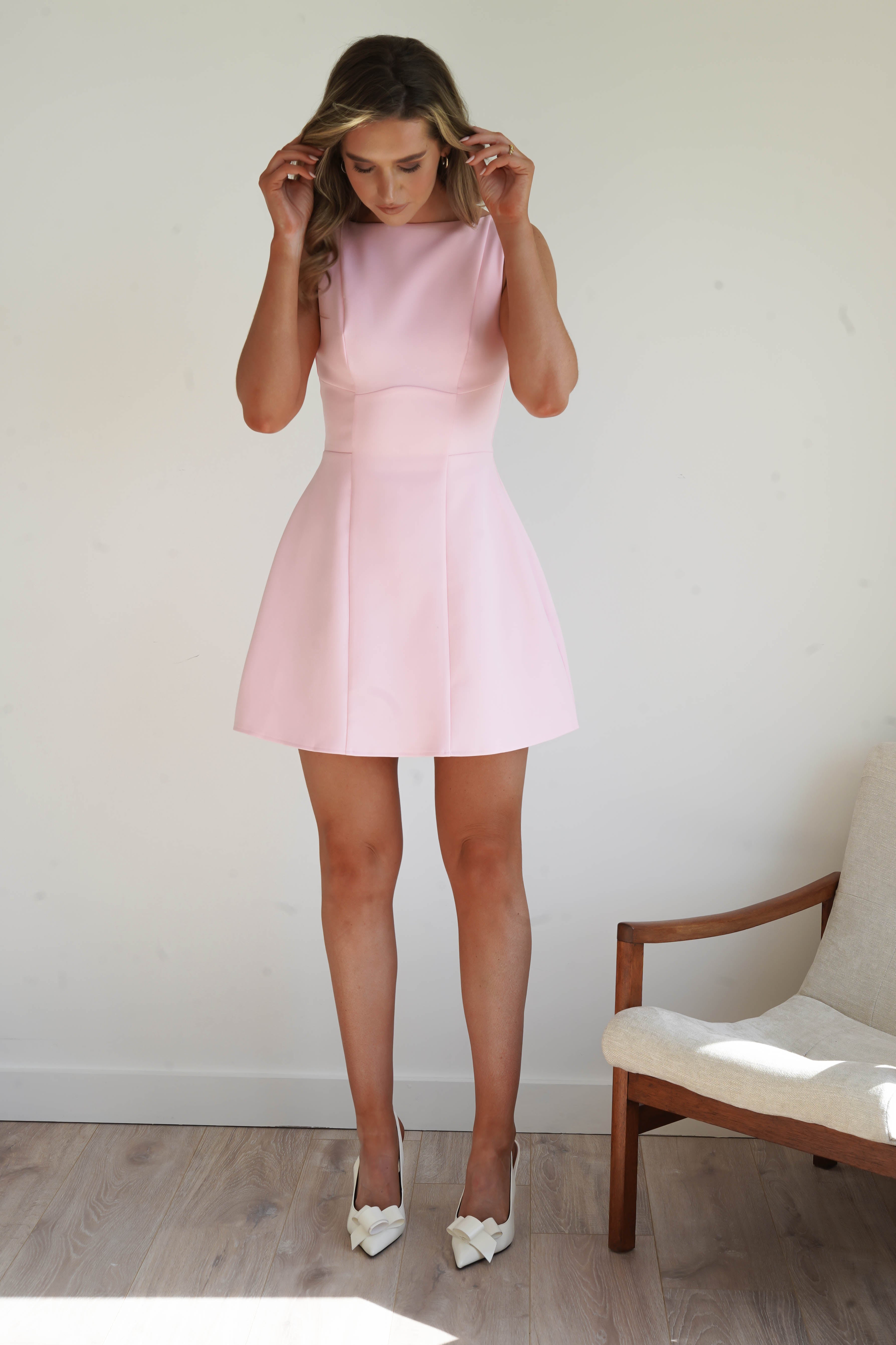 Hannah Structured Mini Dress | Pink