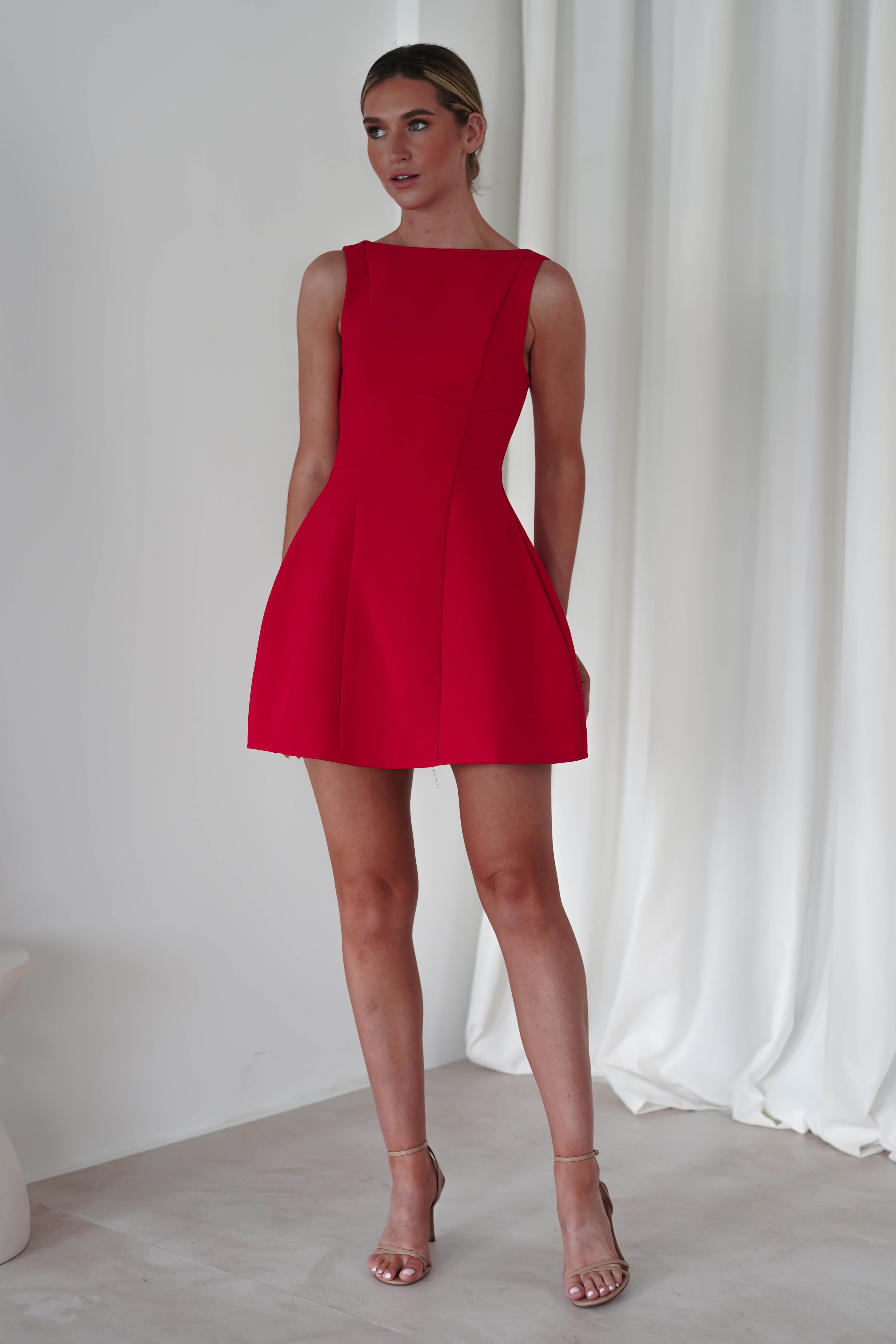 Hannah Structured Mini Dress | Red