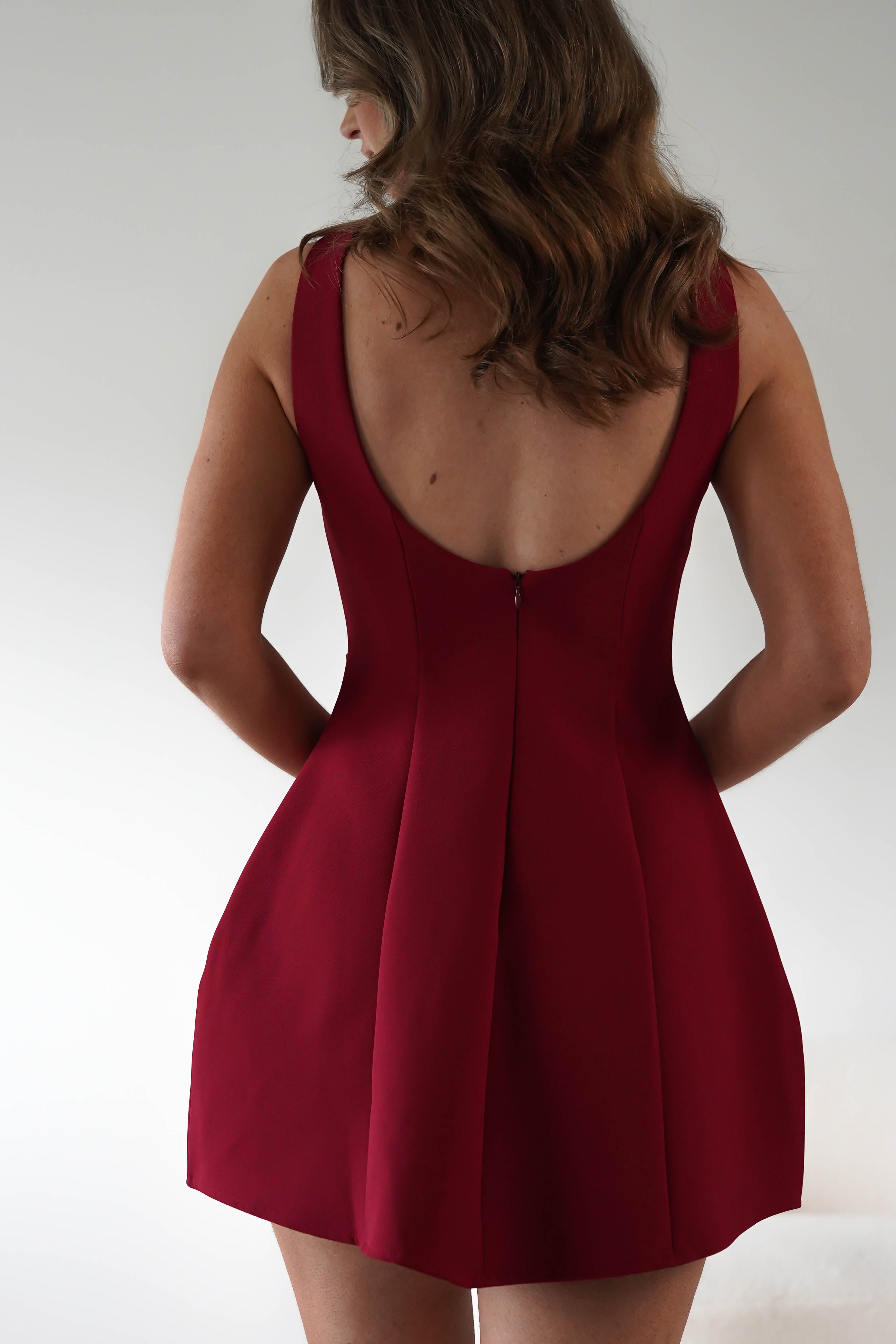 Hannah Structured Mini Dress | Wine