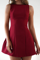 Hannah Structured Mini Dress Wine | Wedding Guest Dress | Oh Hello Clothing