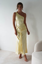 Harissa Soft Satin Maxi Dress Yellow | Wedding Guest Dress | Maxi | Satin | Oh Hello Clothing