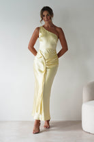 Harissa Soft Satin Maxi Dress Yellow | Wedding Guest Dress | Maxi | Satin | Oh Hello Clothing