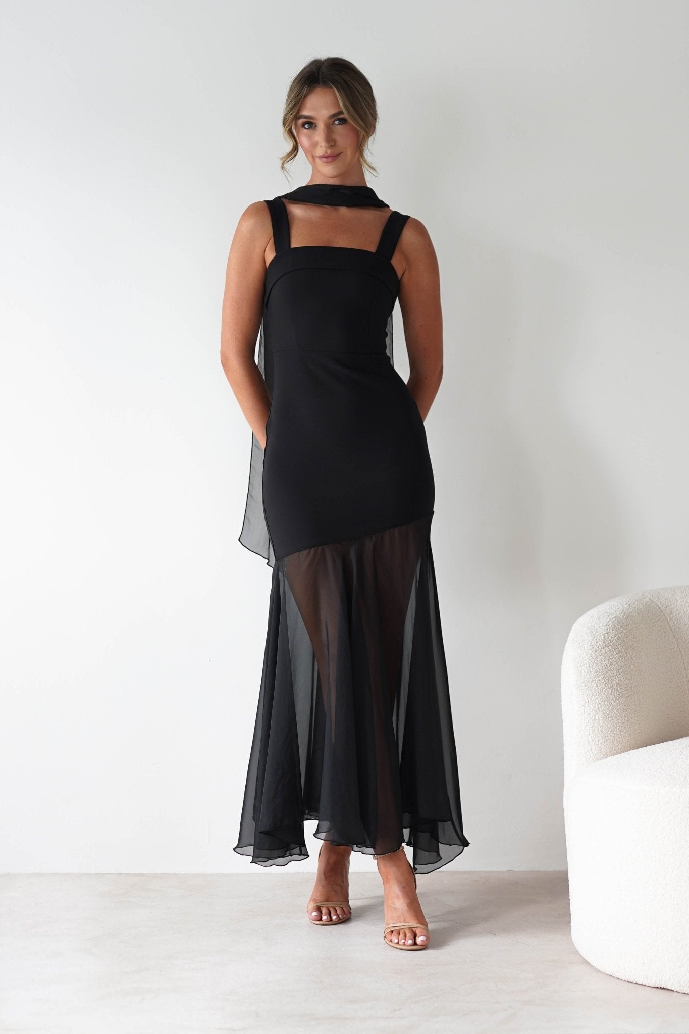 Harmony Square Neck Bodycon Maxi Dress | Black | Oh Hello Clothing | XS (6)