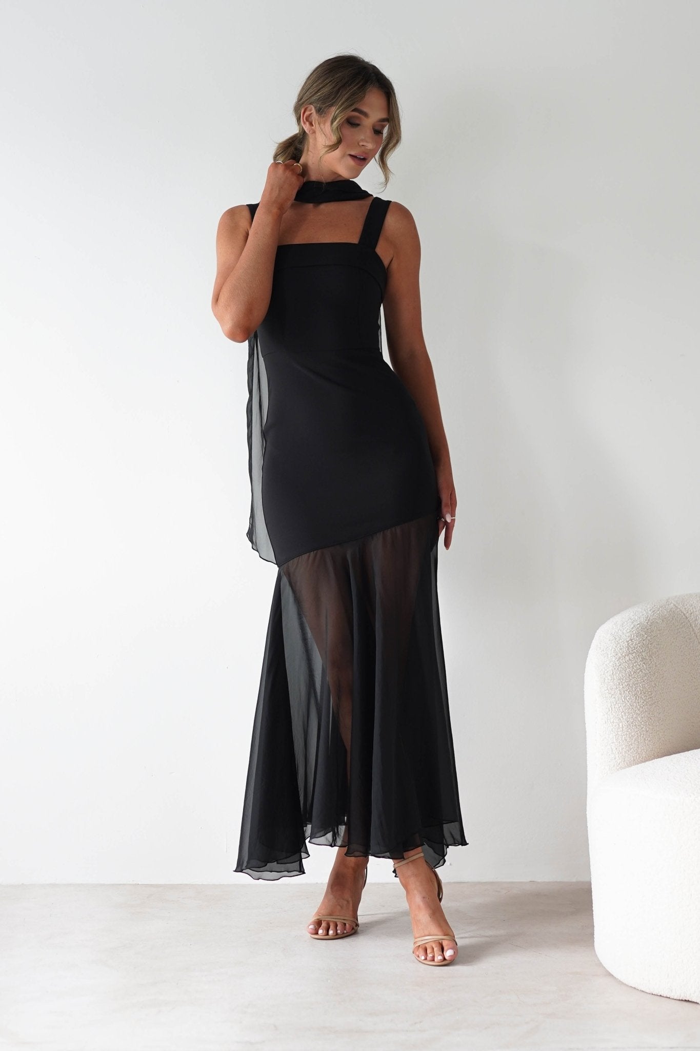 Harmony Square Neck Bodycon Maxi Dress | Black | Oh Hello Clothing | XS (6)