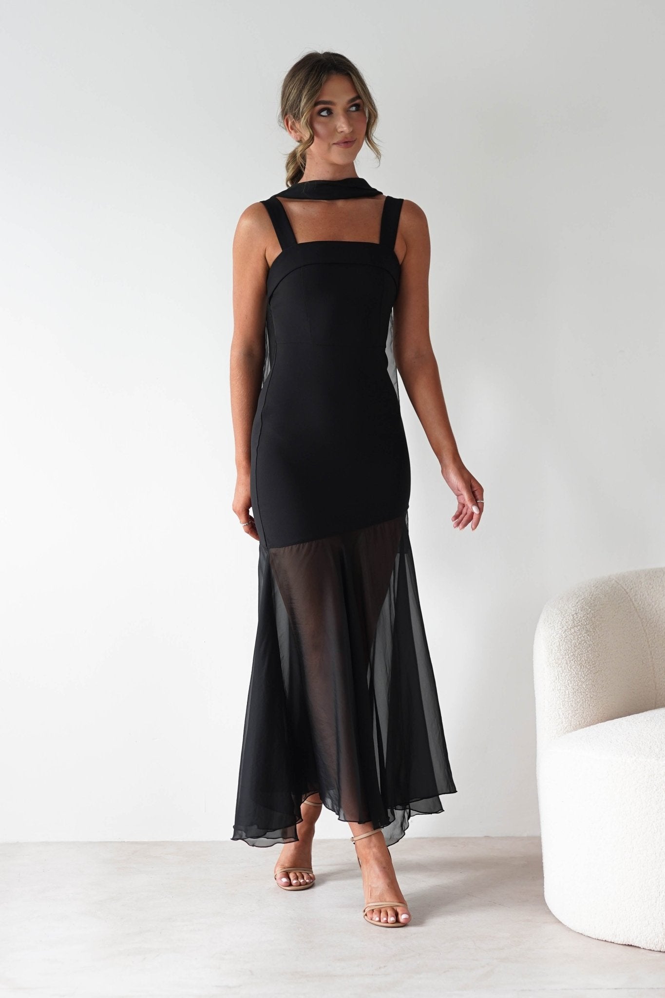 Harmony Square Neck Bodycon Maxi Dress | Black | Oh Hello Clothing | XS (6)