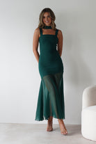 Harmony Square Neck Bodycon Maxi Dress Dark Green | Wedding Guest Dress | Square Neck | Bodycon | Oh Hello Clothing