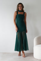 Harmony Square Neck Bodycon Maxi Dress Dark Green | Wedding Guest Dress | Square Neck | Bodycon | Oh Hello Clothing