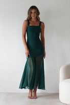 Harmony Square Neck Bodycon Maxi Dress Dark Green | Wedding Guest Dress | Square Neck | Bodycon | Oh Hello Clothing