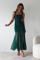 Harmony Square Neck Bodycon Maxi Dress Dark Green | Wedding Guest Dress | Square Neck | Bodycon | Oh Hello Clothing