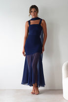 Harmony Square Neck Bodycon Maxi Dress Navy | Wedding Guest Dress | Square Neck | Bodycon | Oh Hello Clothing