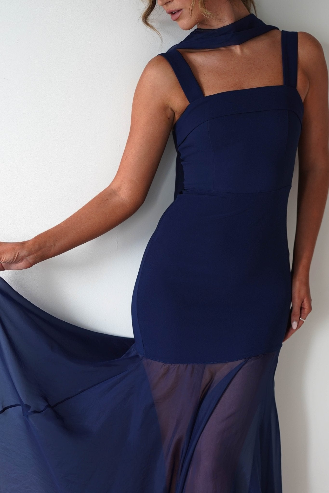 Harmony Square Neck Bodycon Maxi Dress | Navy | Oh Hello Clothing | XS (6)