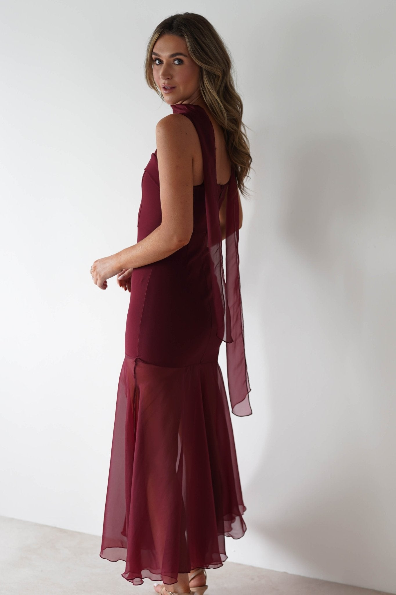 Harmony Square Neck Bodycon Maxi Dress | Wine | Oh Hello Clothing | XS (6)