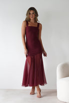 Harmony Square Neck Bodycon Maxi Dress Wine | Wedding Guest Dress | Square Neck | Bodycon | Oh Hello Clothing