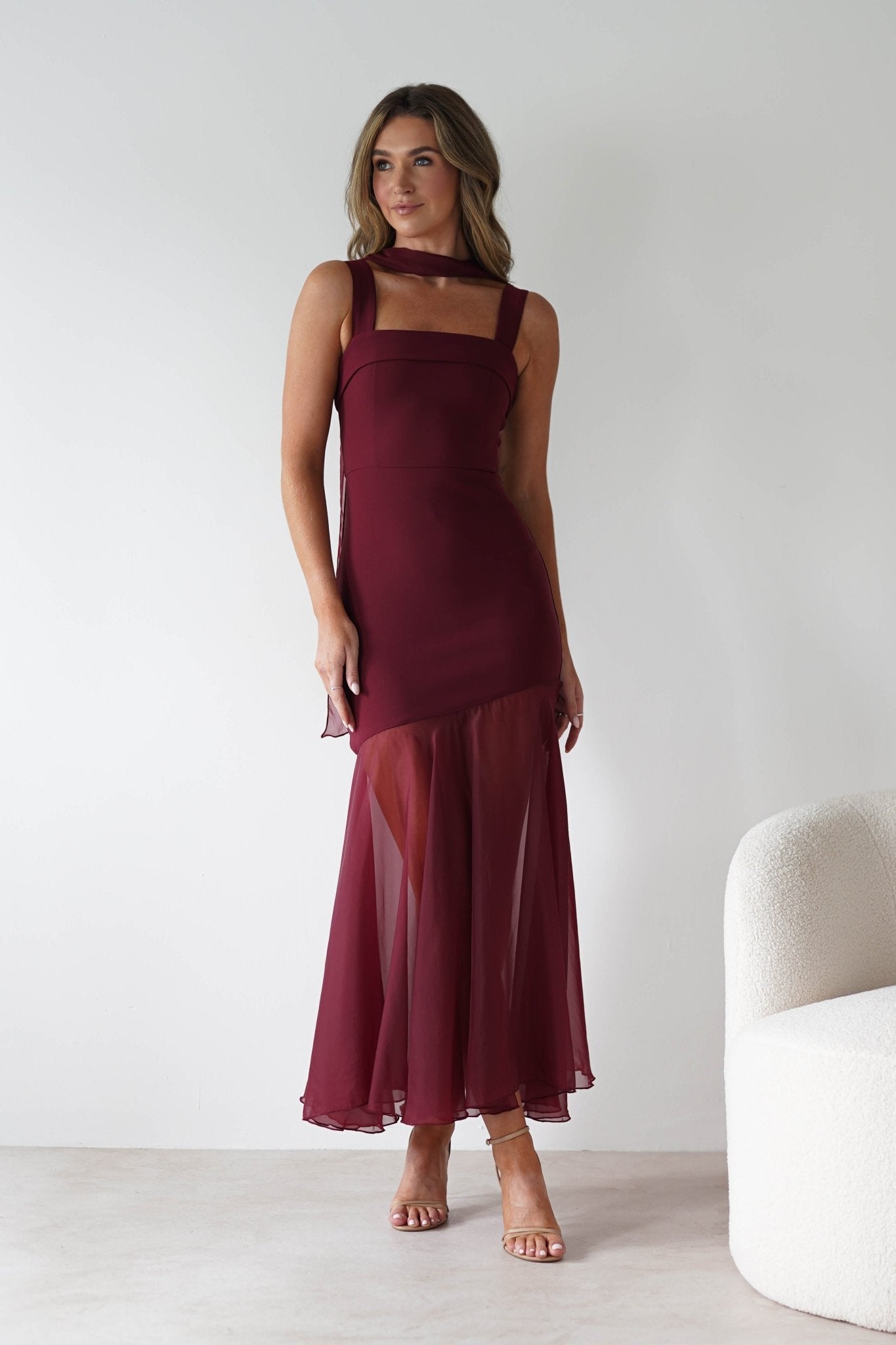 Harmony Square Neck Bodycon Maxi Dress | Wine | Oh Hello Clothing | XS (6)