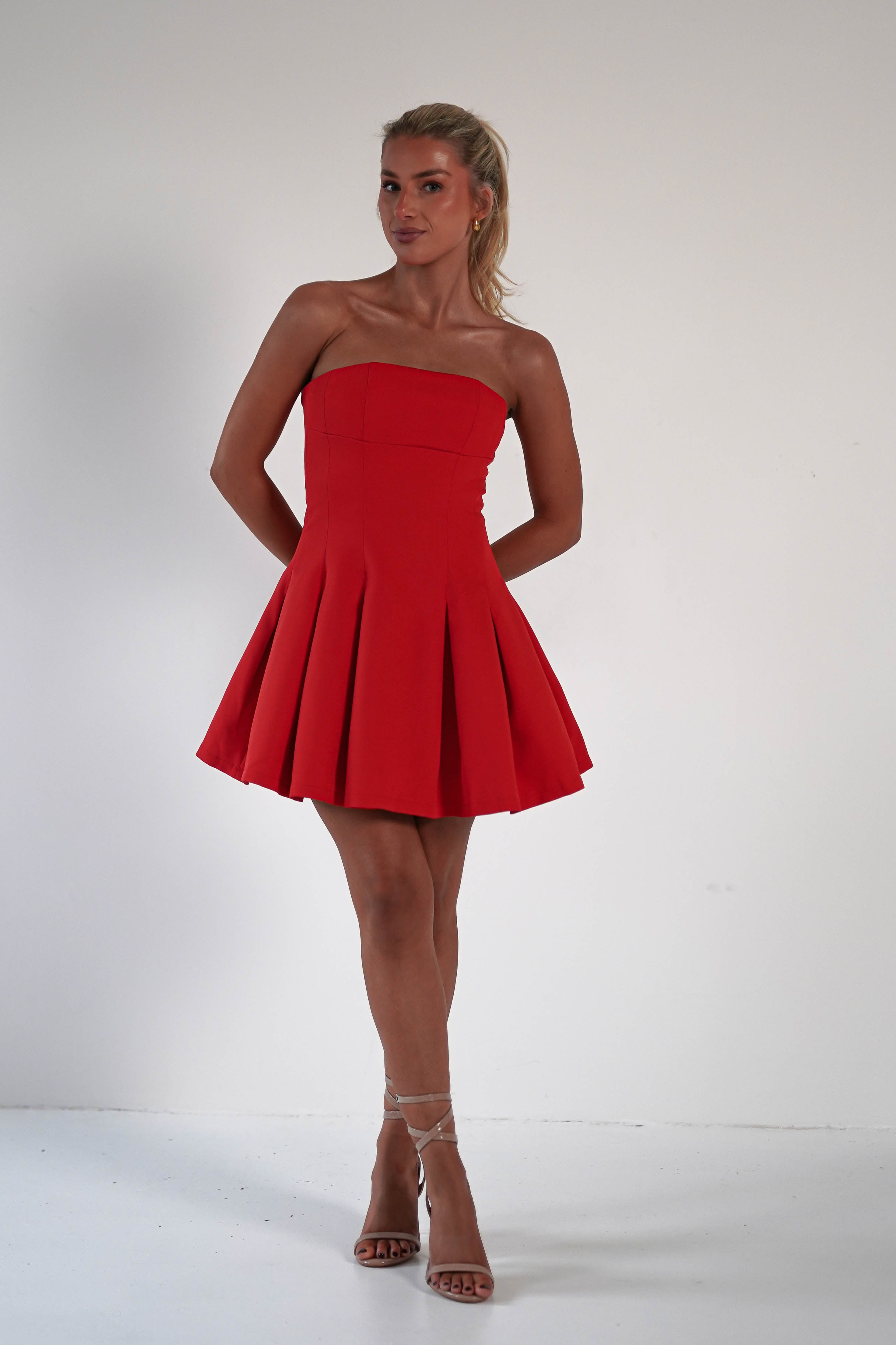 Harper Pleated Mini Dress | Red