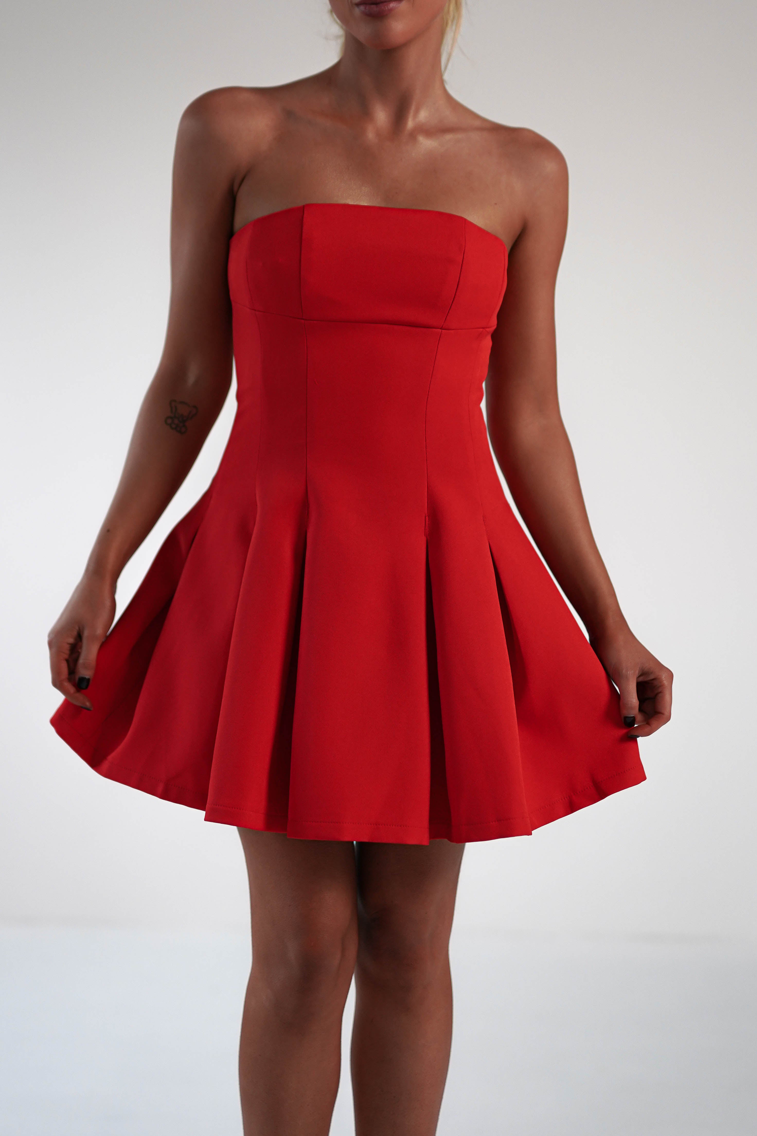 Harper Pleated Mini Dress | Red