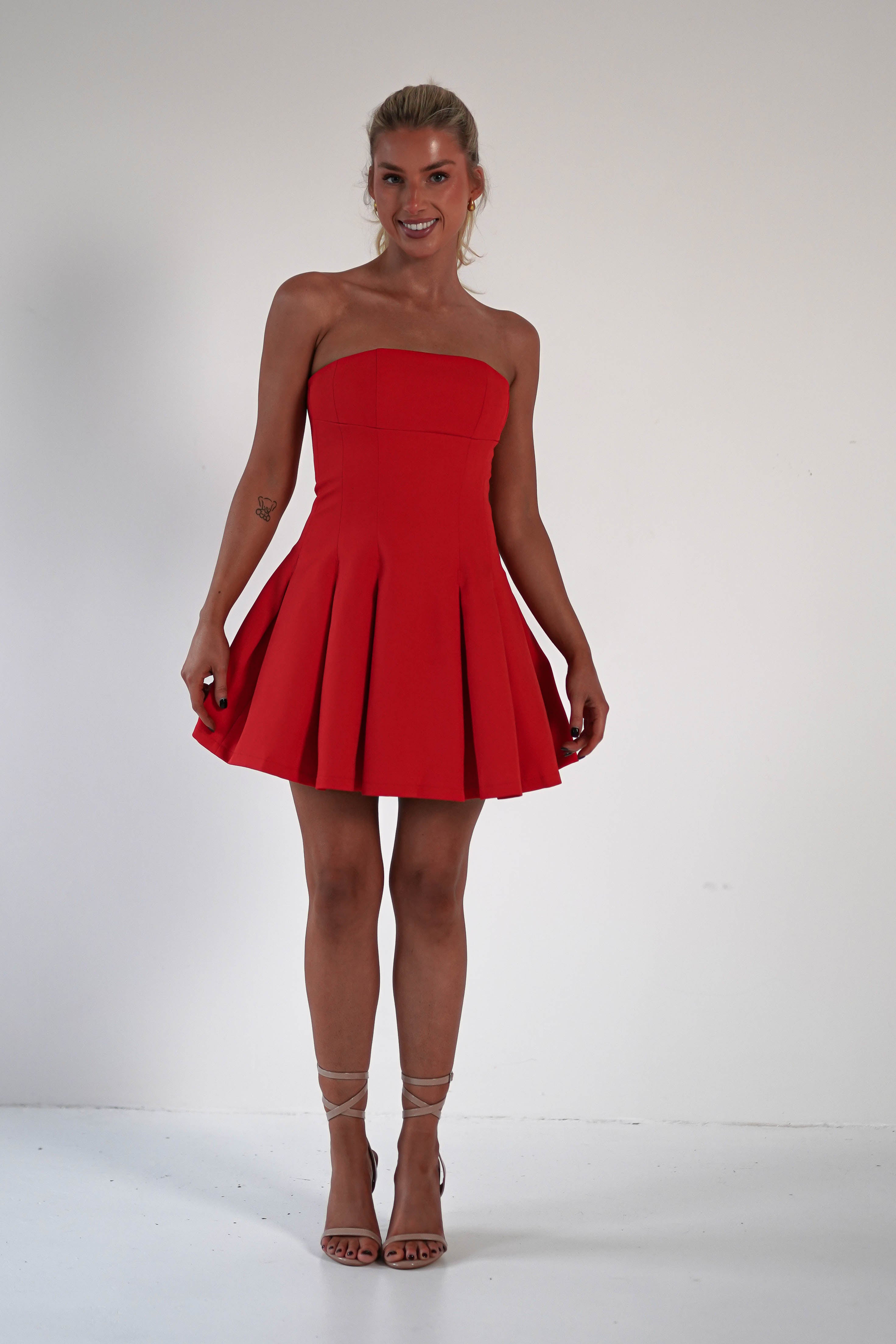 Harper Pleated Mini Dress | Red