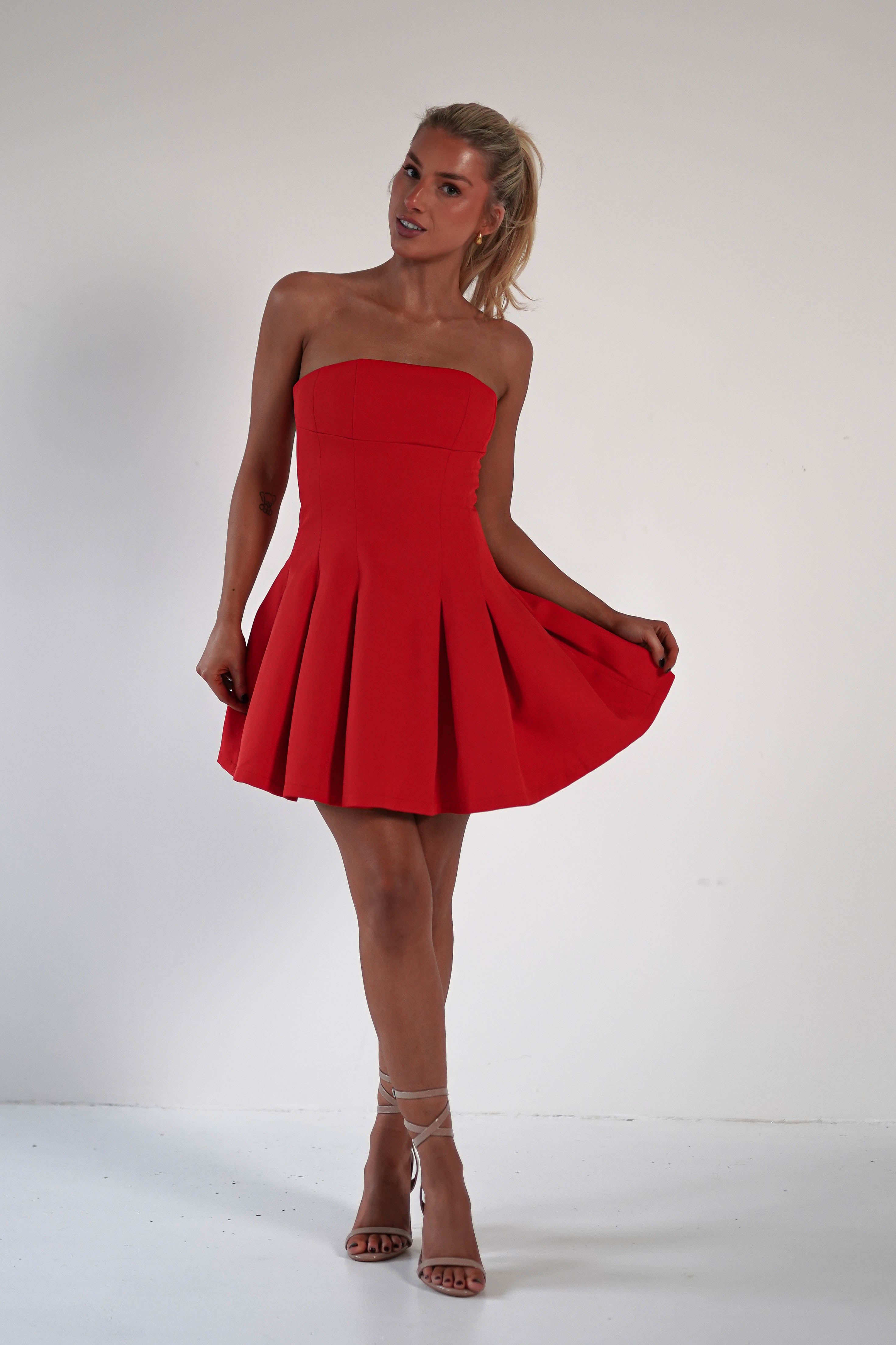 Harper Pleated Mini Dress | Red