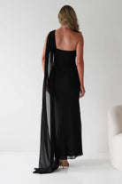 Hathaway Chiffon Drape Maxi Dress Black | Wedding Guest Dress | Maxi | Chiffon | Oh Hello Clothing