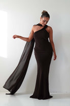 Oh Hello Clothing Dresses 1*DONE- NEW COLOUR- Hathaway Chiffon Drape Maxi Dress brown
