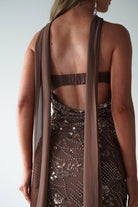 Oh Hello Clothing Dresses 1*DONE -FACTORY-OH25020TSQ- STRAPLESS BEADED DRESS WITH SCARF