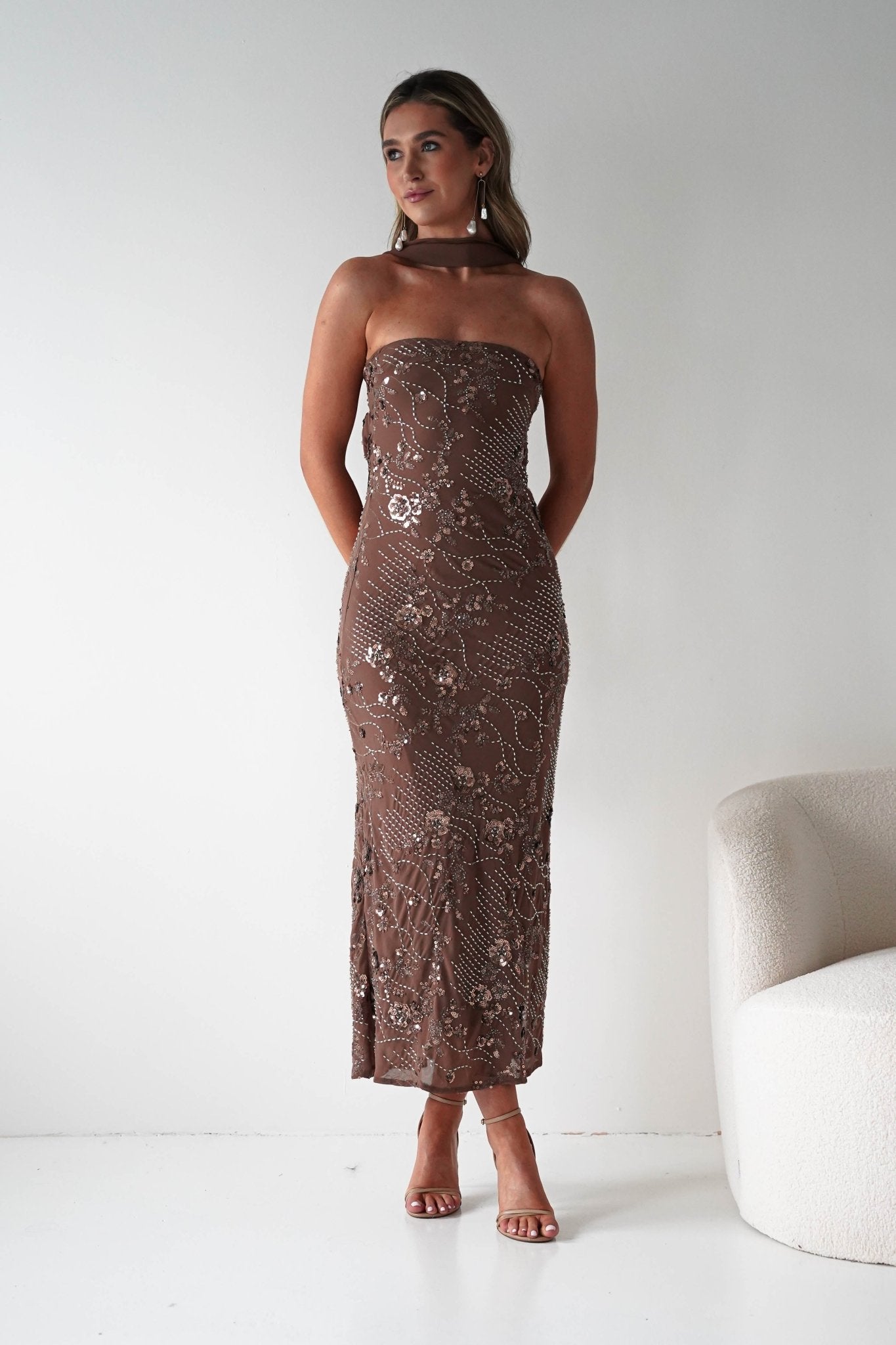 Hayleigh Beaded Strapless Maxi Dress