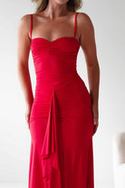 Hera Bodycon Ruffle Maxi Gown Dress | Red | Debs & Prom | Formal Gown | Oh Hello Clothing