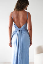 Hermie Silky Satin Maxi Dress Blue | Wedding Guest Dress | Maxi | Satin | Oh Hello Clothing