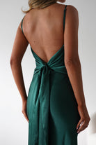 Hermie Silky Satin Maxi Dress Forest Green | Wedding Guest Dress | Maxi | Satin | Oh Hello Clothing