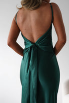 Hermie Silky Satin Maxi Dress Forest Green | Wedding Guest Dress | Maxi | Satin | Oh Hello Clothing