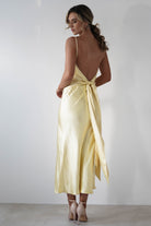 Hermie Silky Satin Maxi Dress Lemon | Wedding Guest Dress | Maxi | Satin | Oh Hello Clothing