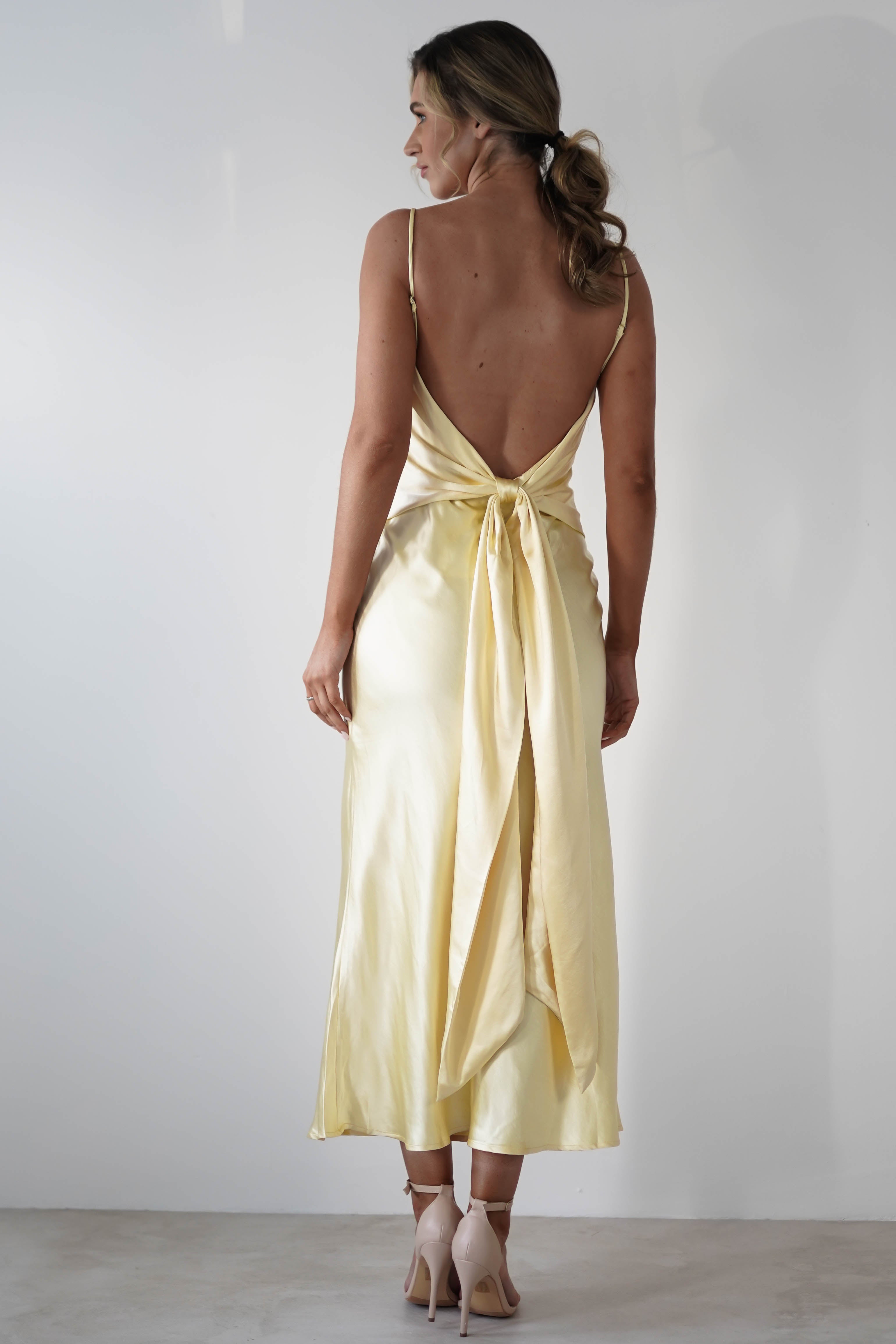 Hermie Silky Satin Maxi Dress | Lemon