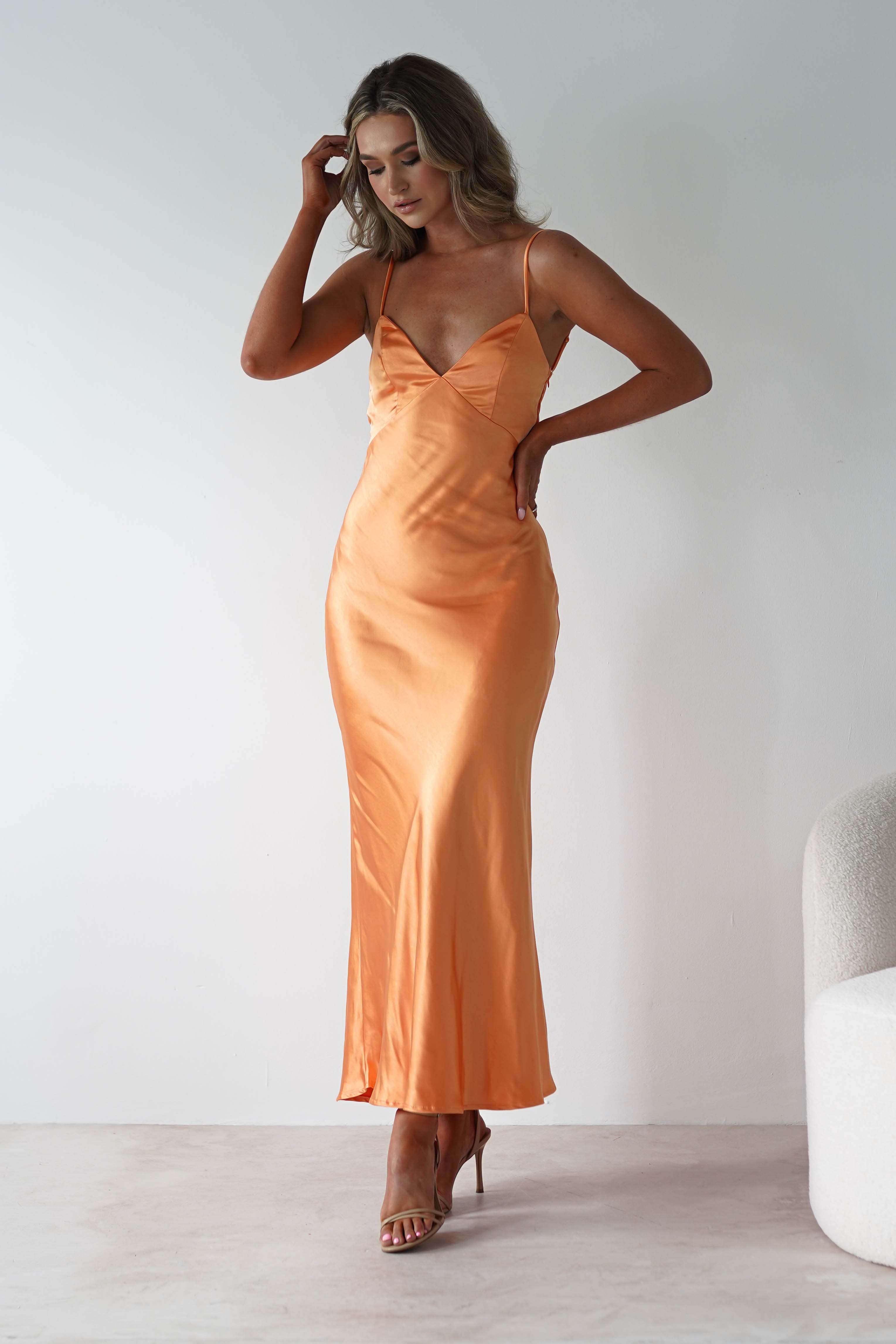 Hermie Silky Satin Maxi Dress Orange | Wedding Guest Dress | Maxi | Satin XL (14) Hermie Silky Satin Maxi Dress Orange | Wedding Guest Dress | Maxi | Satin XL (14)