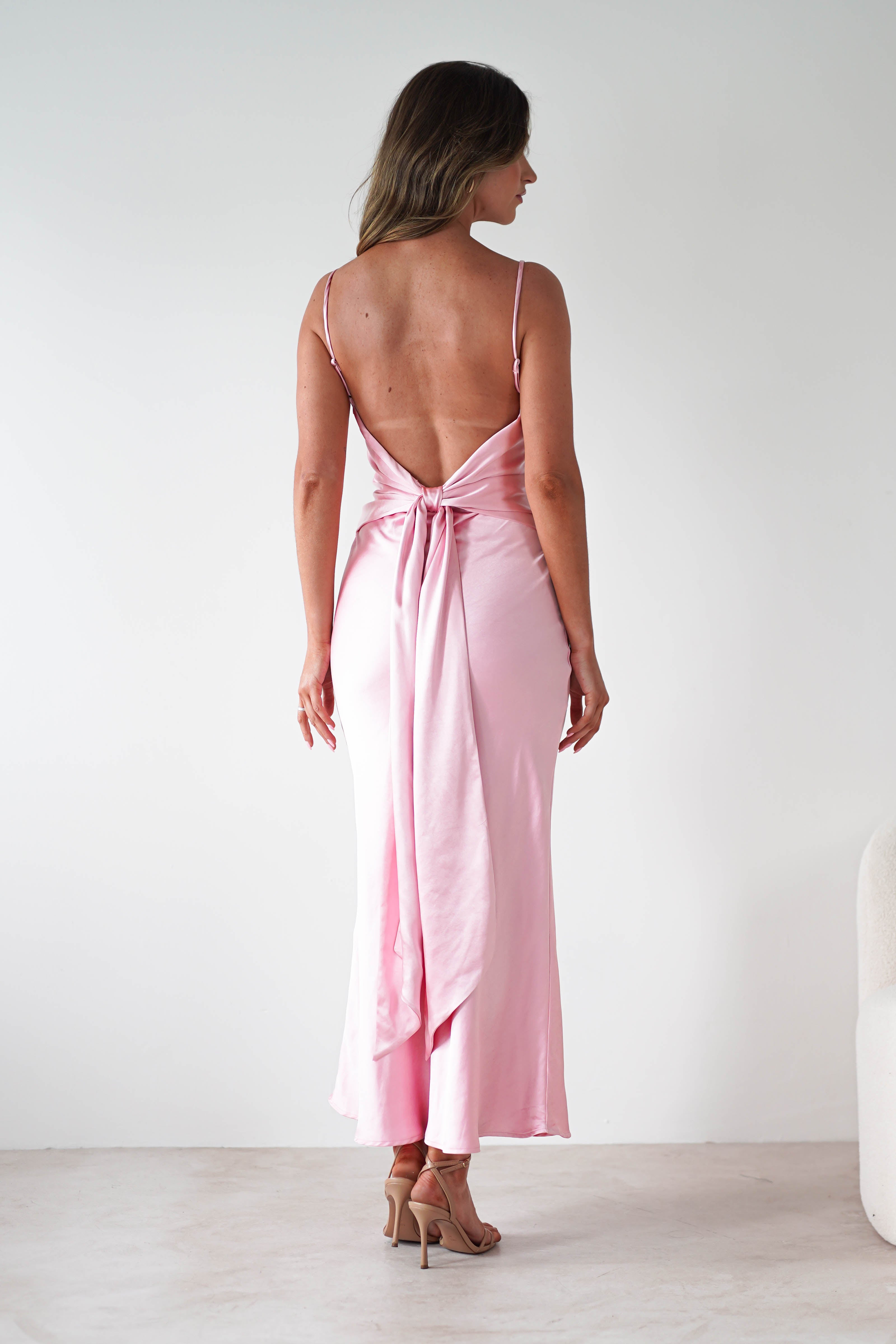 pink silk dress Hot A-line Satin Long Prom Court Train Evening Dress US4 / As Picture Esperanza Maxi Dress in Ballet