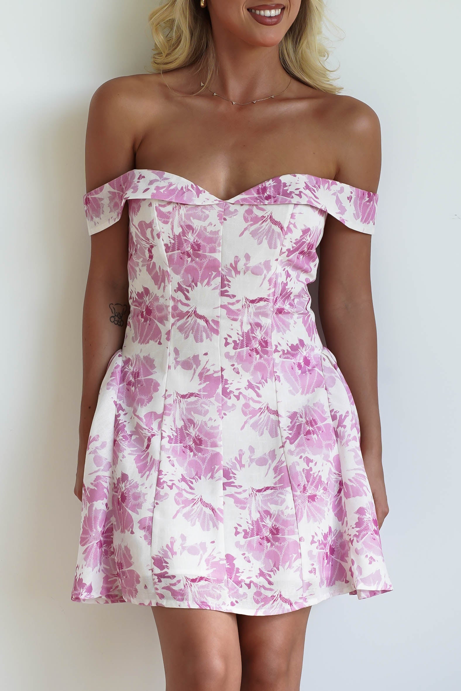 Hollie Floral Mini Dress | Pink Print