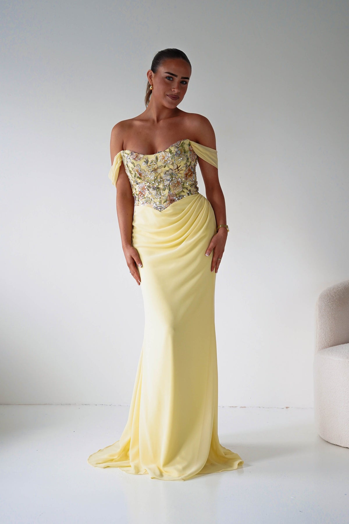 slim fit dress slacks A-Line V Neck Open Back Gold Long Prom Dress with Beading PG849 US6 / Gold