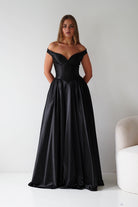 Oh Hello Clothing Dresses > Prom Dresses Irenia Off The Shoulder Structured Maxi Gown | Black