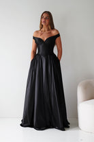 Oh Hello Clothing Dresses > Prom Dresses Irenia Off The Shoulder Structured Maxi Gown | Black