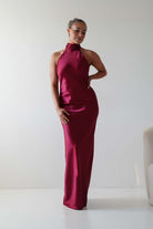 Oh Hello Clothing Dresses 1*DONE - LALAVON- ILD6608- HALTER NECK RED SILK DRESS