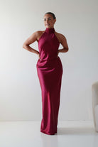 Oh Hello Clothing Dresses 1*DONE - LALAVON- ILD6608- HALTER NECK RED SILK DRESS