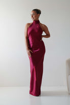 Oh Hello Clothing Dresses 1*DONE - LALAVON- ILD6608- HALTER NECK RED SILK DRESS