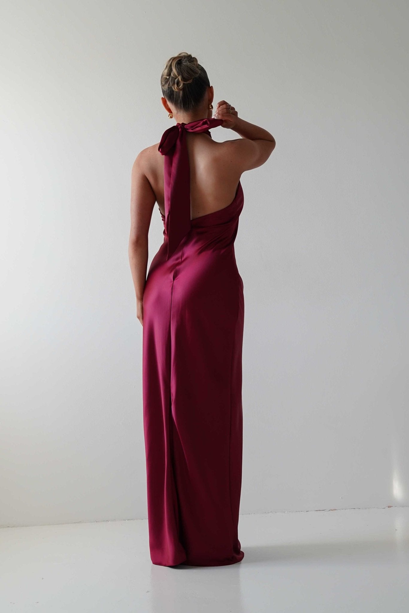 Oh Hello Clothing Dresses 1*DONE - LALAVON- ILD6608- HALTER NECK RED SILK DRESS