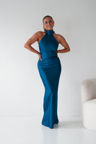 Oh Hello Clothing Women > Clothing > Dresses Isla Halterneck Maxi Slip Dress | Teal