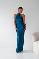 Oh Hello Clothing Women > Clothing > Dresses Isla Halterneck Maxi Slip Dress | Teal