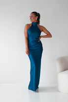 Oh Hello Clothing Women > Clothing > Dresses Isla Halterneck Maxi Slip Dress | Teal