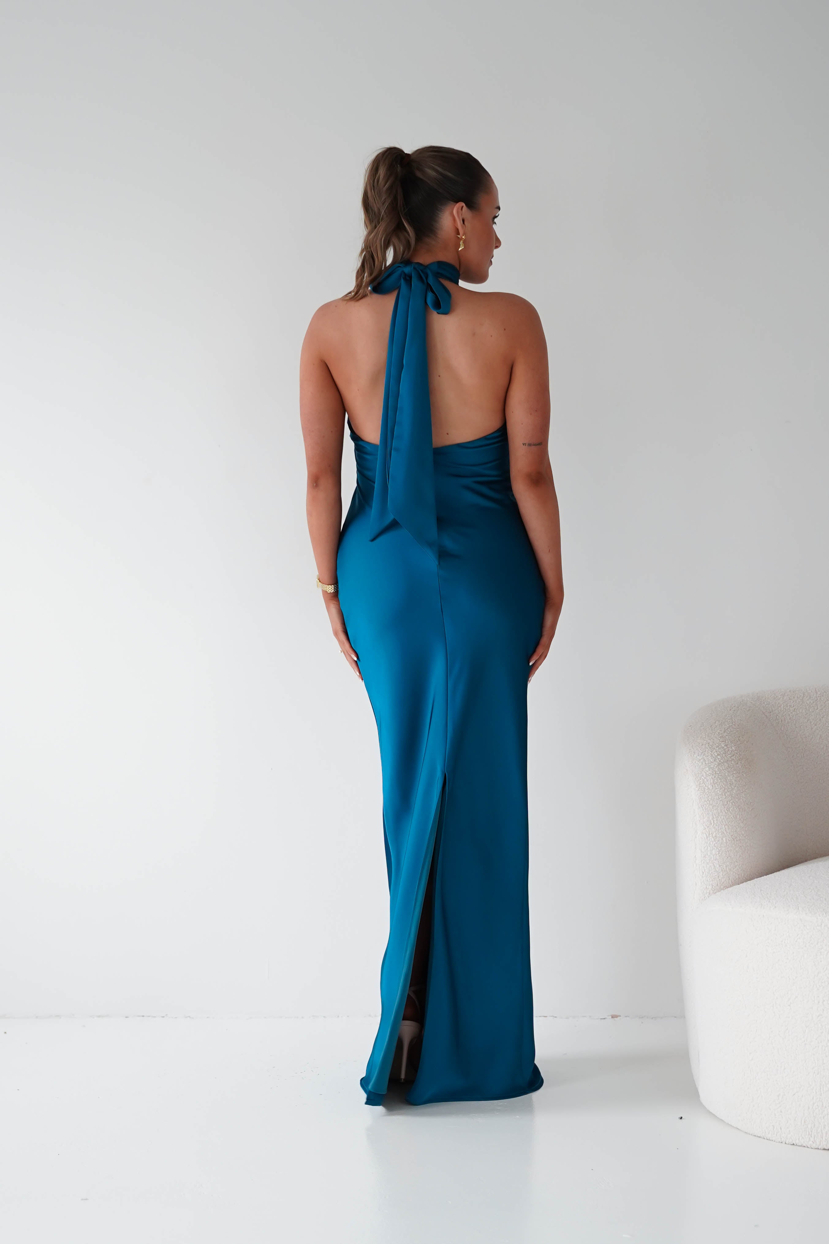 Oh Hello Clothing Women > Clothing > Dresses Isla Halterneck Maxi Slip Dress | Teal