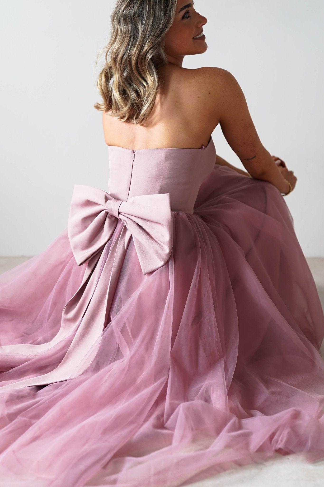 Jasalina Tulle Gown With Bow | Blush Pink | Oh Hello Clothing | XS (6)