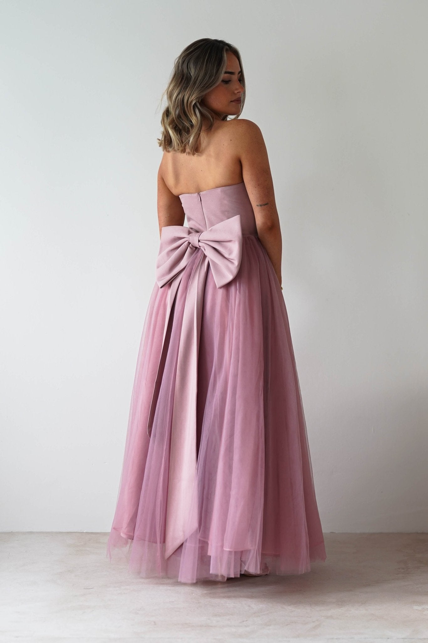 Jasalina Tulle Gown With Bow | Blush Pink | Oh Hello Clothing | XS (6)